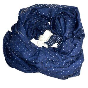 Lauren Lauren FEED blue white polka dot tassel scarf cotton